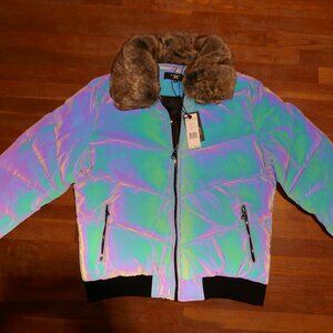 MENS XL JORDAN CRAIG FLATBUSH BOMBER JACKET IRIDESCENT COAT